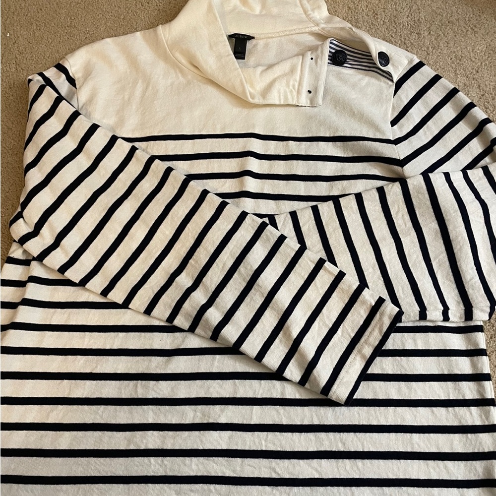 J. Crew Women’s Striped Top w/Buttons down Neck